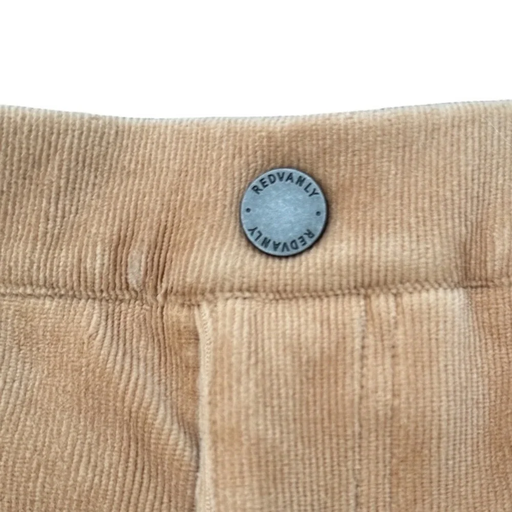 REDVANLY Collins Corduroy Pants Large Tan Pull On Stretch Golf Chino Trousers